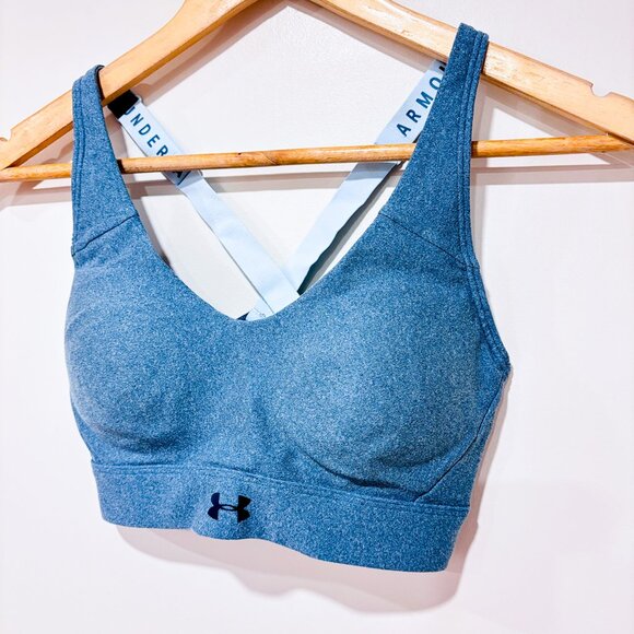UNDER ARMOUR Blue padded sports bra | Crossback active gym top | X-Small * - Picture 4 of 6